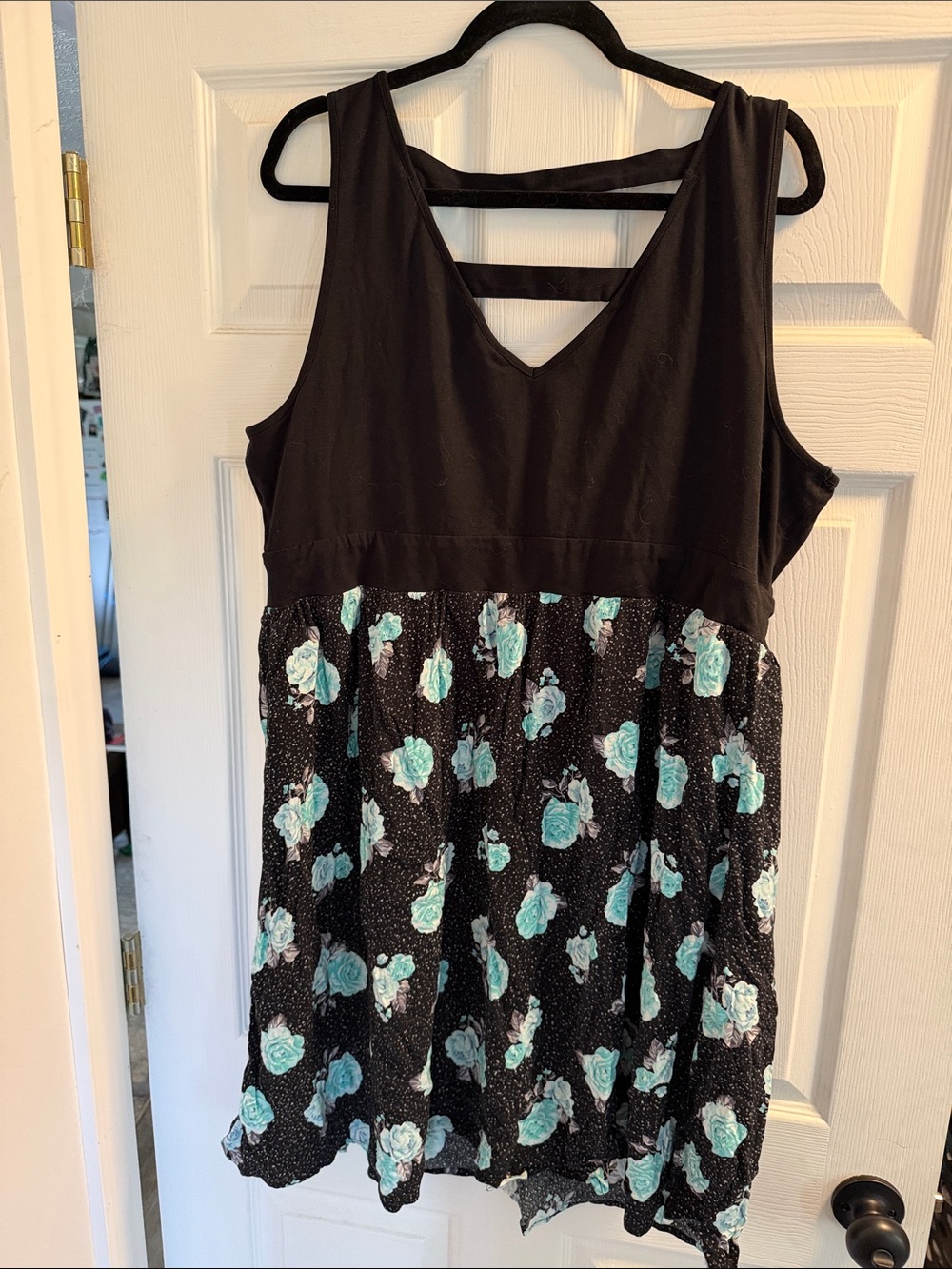torrid Black Tank Top Dress with Teal Floral Skirt